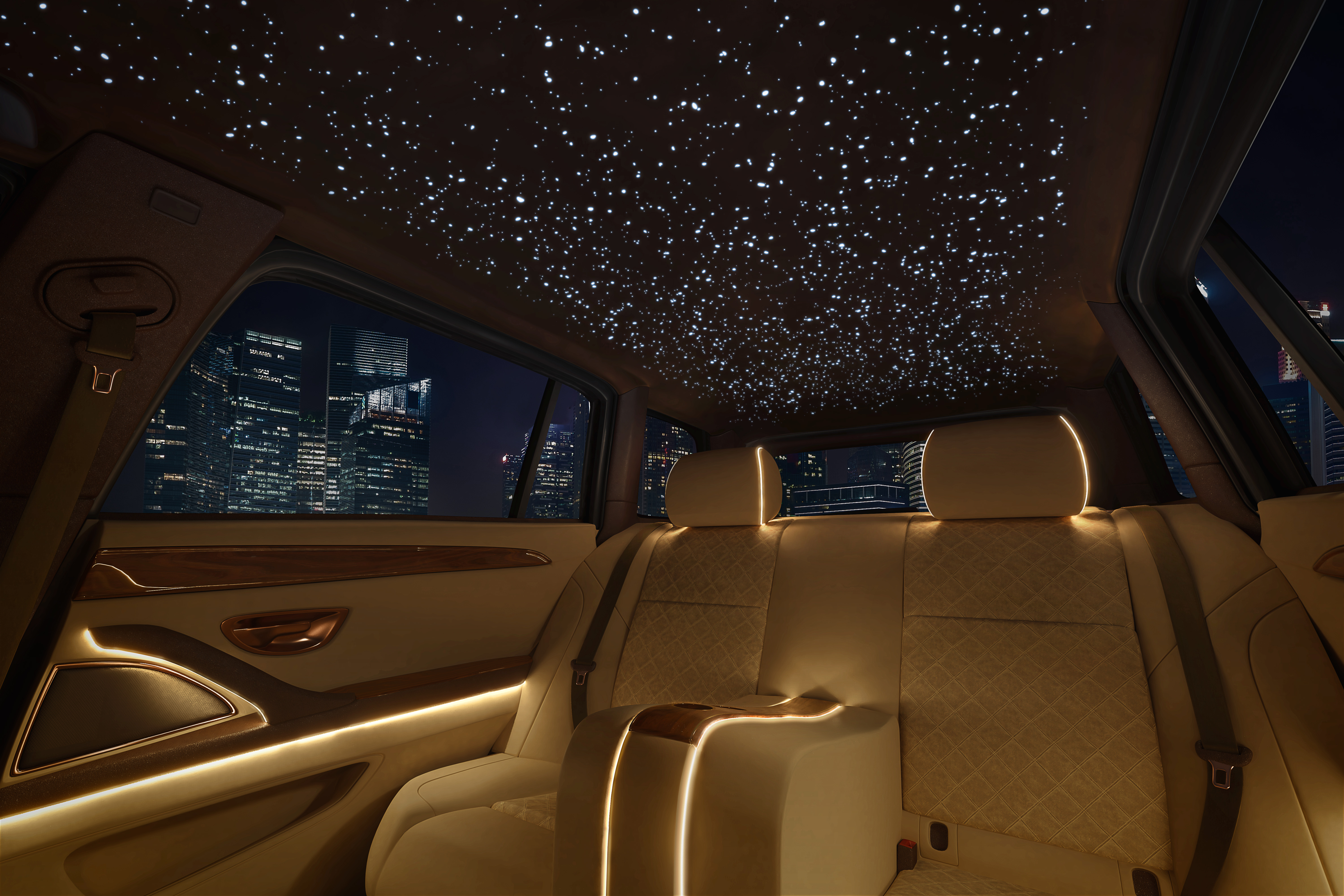 プラスチック光ファイバーを用いた車載用アンビエント照明イメージ